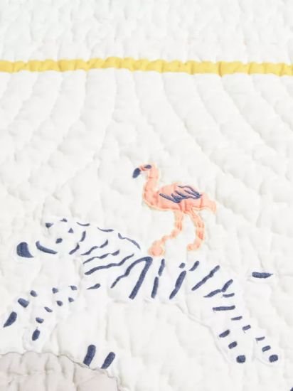 Quilted Cotbed Bedspread, 2.2 Tog, White/Multi