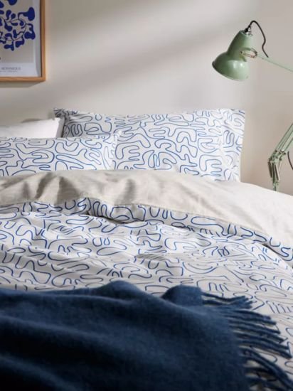 Scribble Reversible Cotton Duvet Cover Set